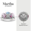 Martha Stewart 5 Carat Oval Shape Gemstone Three Stone Ring with Lab Grown Diamonds in Sterling Silver, Choose Your Gemstone(Option 4)