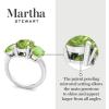 Martha Stewart 5 Carat Oval Shape Gemstone Three Stone Ring with Lab Grown Diamonds in Sterling Silver, Choose Your Gemstone(Option 5)