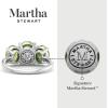 Martha Stewart 5 Carat Oval Shape Gemstone Three Stone Ring with Lab Grown Diamonds in Sterling Silver, Choose Your Gemstone(Option 5)