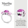 Martha Stewart 5 Carat Oval Shape Gemstone Three Stone Ring with Lab Grown Diamonds in Sterling Silver, Choose Your Gemstone(Option 6)