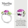 Martha Stewart 5 Carat Oval Shape Gemstone Three Stone Ring with Lab Grown Diamonds in Sterling Silver, Choose Your Gemstone(Option 7)