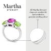 Martha Stewart 5 Carat Oval Shape Gemstone Three Stone Ring with Lab Grown Diamonds in Sterling Silver, Choose Your Gemstone(Option 7)