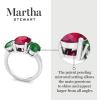 Martha Stewart 5 Carat Oval Shape Gemstone Three Stone Ring with Lab Grown Diamonds in Sterling Silver, Choose Your Gemstone(Option 8)