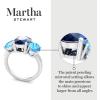 Martha Stewart 5 Carat Oval Shape Gemstone Three Stone Ring with Lab Grown Diamonds in Sterling Silver, Choose Your Gemstone(Option 9)