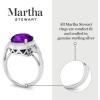 Martha Stewart 6 3/4 Carat Oval Shape Gemstone Halo Ring with Lab Grown Diamonds in Sterling Silver, Choose Your Gemstone(Amethyst)