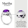 Martha Stewart 6 3/4 Carat Oval Shape Gemstone Halo Ring with Lab Grown Diamonds in Sterling Silver, Choose Your Gemstone(Amethyst)