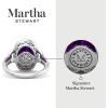 Martha Stewart 6 3/4 Carat Oval Shape Gemstone Halo Ring with Lab Grown Diamonds in Sterling Silver, Choose Your Gemstone(Amethyst)