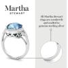 Martha Stewart 6 3/4 Carat Oval Shape Gemstone Halo Ring with Lab Grown Diamonds in Sterling Silver, Choose Your Gemstone(Aquamarine)