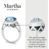 Martha Stewart 6 3/4 Carat Oval Shape Gemstone Halo Ring with Lab Grown Diamonds in Sterling Silver, Choose Your Gemstone(Aquamarine)