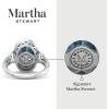 Martha Stewart 6 3/4 Carat Oval Shape Gemstone Halo Ring with Lab Grown Diamonds in Sterling Silver, Choose Your Gemstone(Aquamarine)