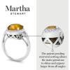Martha Stewart 6 3/4 Carat Oval Shape Gemstone Halo Ring with Lab Grown Diamonds in Sterling Silver, Choose Your Gemstone(Citrine)