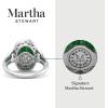 Martha Stewart 6 3/4 Carat Oval Shape Gemstone Halo Ring with Lab Grown Diamonds in Sterling Silver, Choose Your Gemstone(Emerald)