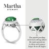 Martha Stewart 6 3/4 Carat Oval Shape Gemstone Halo Ring with Lab Grown Diamonds in Sterling Silver, Choose Your Gemstone(Emerald)