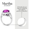 Martha Stewart 6 3/4 Carat Oval Shape Gemstone Halo Ring with Lab Grown Diamonds in Sterling Silver, Choose Your Gemstone(Pink Sapphire)