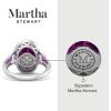 Martha Stewart 6 3/4 Carat Oval Shape Gemstone Halo Ring with Lab Grown Diamonds in Sterling Silver, Choose Your Gemstone(Pink Sapphire)