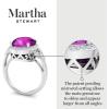 Martha Stewart 6 3/4 Carat Oval Shape Gemstone Halo Ring with Lab Grown Diamonds in Sterling Silver, Choose Your Gemstone(Pink Sapphire)