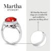 Martha Stewart 6 3/4 Carat Oval Shape Gemstone Halo Ring with Lab Grown Diamonds in Sterling Silver, Choose Your Gemstone(Ruby)