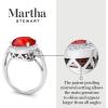 Martha Stewart 6 3/4 Carat Oval Shape Gemstone Halo Ring with Lab Grown Diamonds in Sterling Silver, Choose Your Gemstone(Ruby)