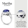 Martha Stewart 6 3/4 Carat Oval Shape Gemstone Halo Ring with Lab Grown Diamonds in Sterling Silver, Choose Your Gemstone(Sapphire)