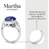 Martha Stewart 6 3/4 Carat Oval Shape Gemstone Halo Ring with Lab Grown Diamonds in Sterling Silver, Choose Your Gemstone(Sapphire)