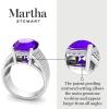 Martha Stewart 6 3/4 Carat Oval Shape Gemstone Hidden Halo Ring with Lab Grown Diamonds in Sterling Silver, Choose Your Gemstone(Amethyst)