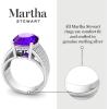 Martha Stewart 6 3/4 Carat Oval Shape Gemstone Hidden Halo Ring with Lab Grown Diamonds in Sterling Silver, Choose Your Gemstone(Amethyst)