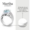 Martha Stewart 6 3/4 Carat Oval Shape Gemstone Hidden Halo Ring with Lab Grown Diamonds in Sterling Silver, Choose Your Gemstone(Aquamarine)