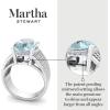Martha Stewart 6 3/4 Carat Oval Shape Gemstone Hidden Halo Ring with Lab Grown Diamonds in Sterling Silver, Choose Your Gemstone(Aquamarine)