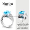 Martha Stewart 6 3/4 Carat Oval Shape Gemstone Hidden Halo Ring with Lab Grown Diamonds in Sterling Silver, Choose Your Gemstone(Blue Topaz)