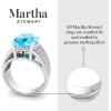 Martha Stewart 6 3/4 Carat Oval Shape Gemstone Hidden Halo Ring with Lab Grown Diamonds in Sterling Silver, Choose Your Gemstone(Blue Topaz)