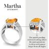Martha Stewart 6 3/4 Carat Oval Shape Gemstone Hidden Halo Ring with Lab Grown Diamonds in Sterling Silver, Choose Your Gemstone(Citrine)