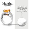 Martha Stewart 6 3/4 Carat Oval Shape Gemstone Hidden Halo Ring with Lab Grown Diamonds in Sterling Silver, Choose Your Gemstone(Citrine)