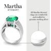 Martha Stewart 6 3/4 Carat Oval Shape Gemstone Hidden Halo Ring with Lab Grown Diamonds in Sterling Silver, Choose Your Gemstone(Emerald)