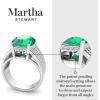 Martha Stewart 6 3/4 Carat Oval Shape Gemstone Hidden Halo Ring with Lab Grown Diamonds in Sterling Silver, Choose Your Gemstone(Emerald)
