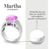 Martha Stewart 6 3/4 Carat Oval Shape Gemstone Hidden Halo Ring with Lab Grown Diamonds in Sterling Silver, Choose Your Gemstone(Pink Sapphire)