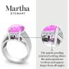 Martha Stewart 6 3/4 Carat Oval Shape Gemstone Hidden Halo Ring with Lab Grown Diamonds in Sterling Silver, Choose Your Gemstone(Pink Sapphire)