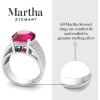 Martha Stewart 6 3/4 Carat Oval Shape Gemstone Hidden Halo Ring with Lab Grown Diamonds in Sterling Silver, Choose Your Gemstone(Ruby)