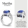 Martha Stewart 6 3/4 Carat Oval Shape Gemstone Hidden Halo Ring with Lab Grown Diamonds in Sterling Silver, Choose Your Gemstone(Sapphire)