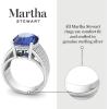 Martha Stewart 6 3/4 Carat Oval Shape Gemstone Hidden Halo Ring with Lab Grown Diamonds in Sterling Silver, Choose Your Gemstone(Sapphire)