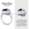 Martha Stewart 7 1/3 Carat Emerald Cut Gemstone Halo Ring with Lab Grown Diamonds in Sterling Silver, Choose Your Gemstone(Amethyst)