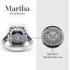 Martha Stewart 7 1/3 Carat Emerald Cut Gemstone Halo Ring with Lab Grown Diamonds in Sterling Silver, Choose Your Gemstone(Amethyst)