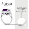 Martha Stewart 7 1/3 Carat Emerald Cut Gemstone Halo Ring with Lab Grown Diamonds in Sterling Silver, Choose Your Gemstone(Amethyst)