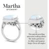 Martha Stewart 7 1/3 Carat Emerald Cut Gemstone Halo Ring with Lab Grown Diamonds in Sterling Silver, Choose Your Gemstone(Aquamarine)