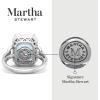 Martha Stewart 7 1/3 Carat Emerald Cut Gemstone Halo Ring with Lab Grown Diamonds in Sterling Silver, Choose Your Gemstone(Aquamarine)