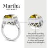 Martha Stewart 7 1/3 Carat Emerald Cut Gemstone Halo Ring with Lab Grown Diamonds in Sterling Silver, Choose Your Gemstone(Citrine)