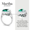 Martha Stewart 7 1/3 Carat Emerald Cut Gemstone Halo Ring with Lab Grown Diamonds in Sterling Silver, Choose Your Gemstone(Emerald)
