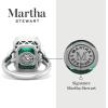 Martha Stewart 7 1/3 Carat Emerald Cut Gemstone Halo Ring with Lab Grown Diamonds in Sterling Silver, Choose Your Gemstone(Emerald)