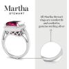 Martha Stewart 7 1/3 Carat Emerald Cut Gemstone Halo Ring with Lab Grown Diamonds in Sterling Silver, Choose Your Gemstone(Pink Sapphire)