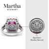Martha Stewart 7 1/3 Carat Emerald Cut Gemstone Halo Ring with Lab Grown Diamonds in Sterling Silver, Choose Your Gemstone(Pink Sapphire)