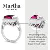 Martha Stewart 7 1/3 Carat Emerald Cut Gemstone Halo Ring with Lab Grown Diamonds in Sterling Silver, Choose Your Gemstone(Pink Sapphire)